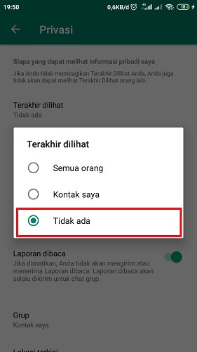 cara menghilangkan tanda online di whatsapp